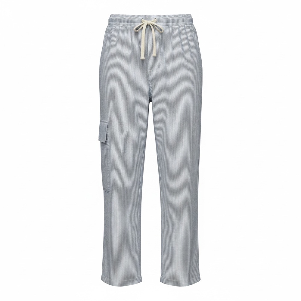 aerie Light Blue Ribbed Wide-Leg Cargo Pants with Drawstring